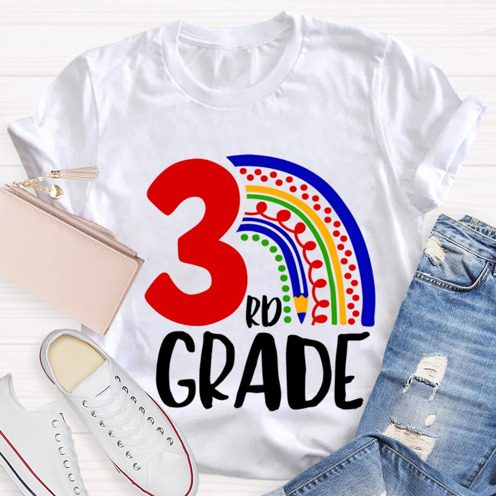 Personalized Grade Colorful Pencil Rainbow T-shirt