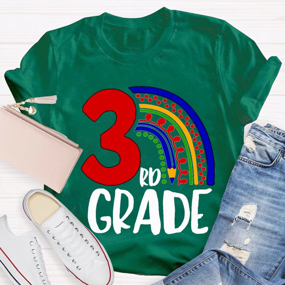 Personalized Grade Colorful Pencil Rainbow T-shirt