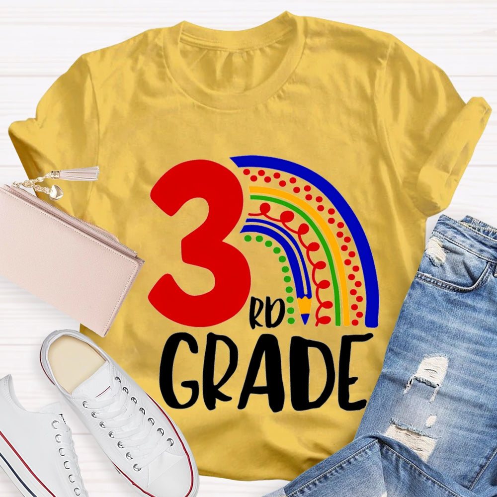 Personalized Grade Colorful Pencil Rainbow T-shirt