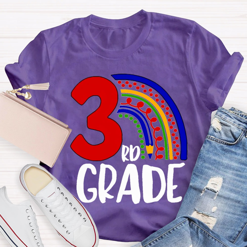 Personalized Grade Colorful Pencil Rainbow T-shirt