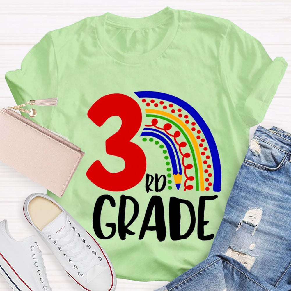 Personalized Grade Colorful Pencil Rainbow T-shirt