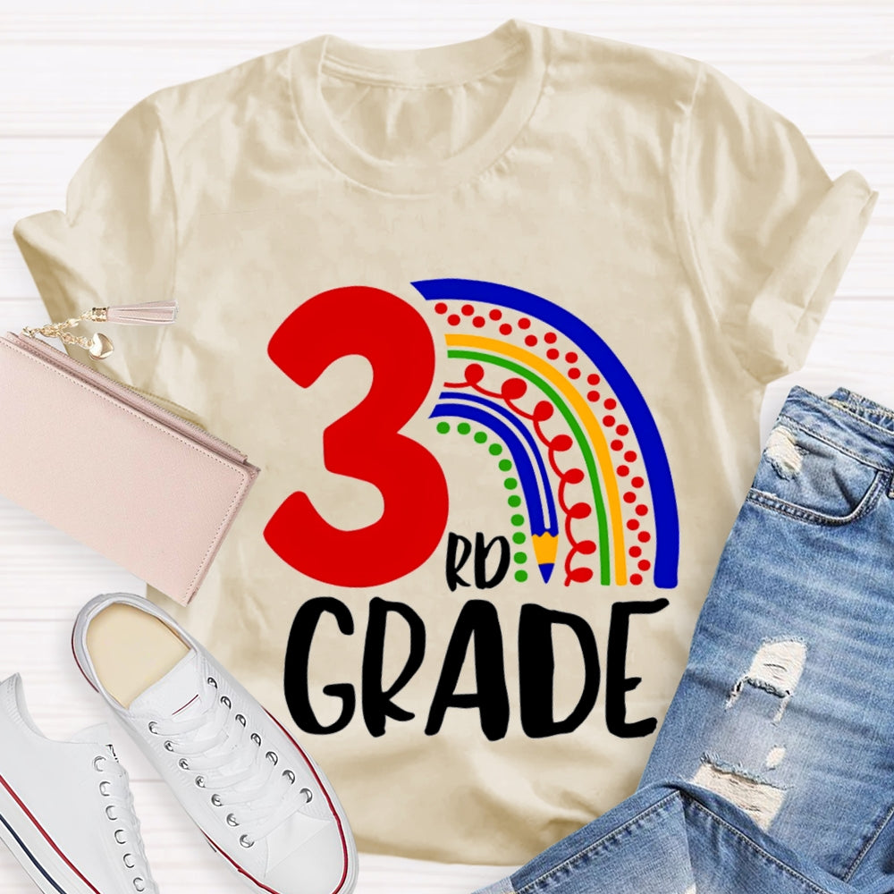 Personalized Grade Colorful Pencil Rainbow T-shirt