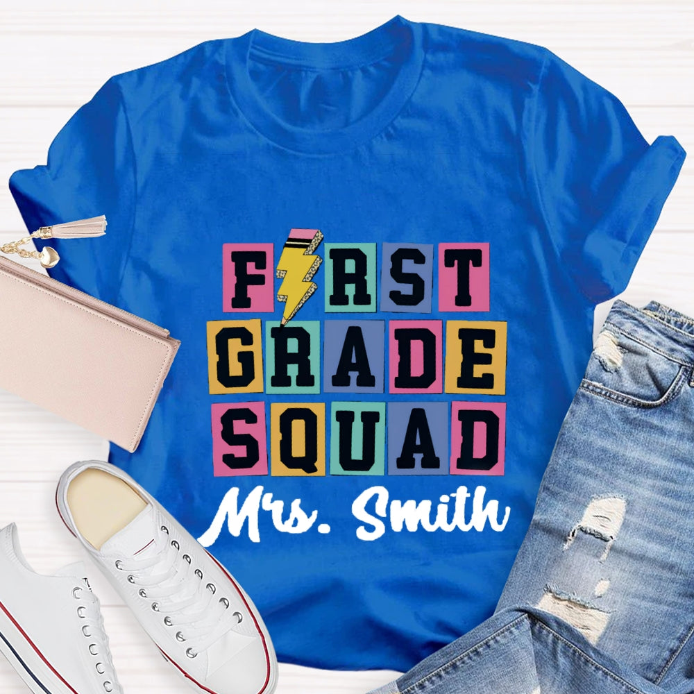 Personalized Grade And Name Squad Color blocks T-shirt