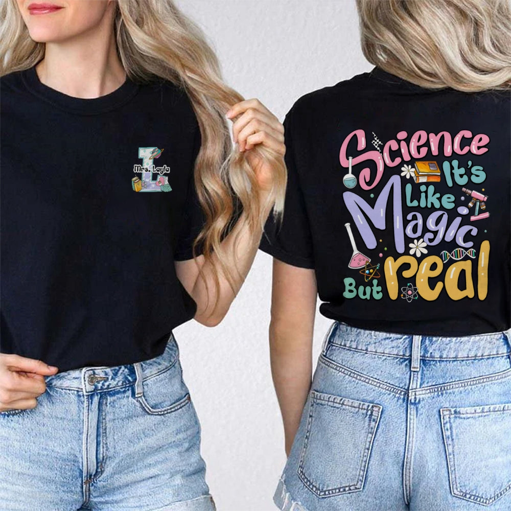 Personalized Name Science Is Like Magic Double Printed T-shirt