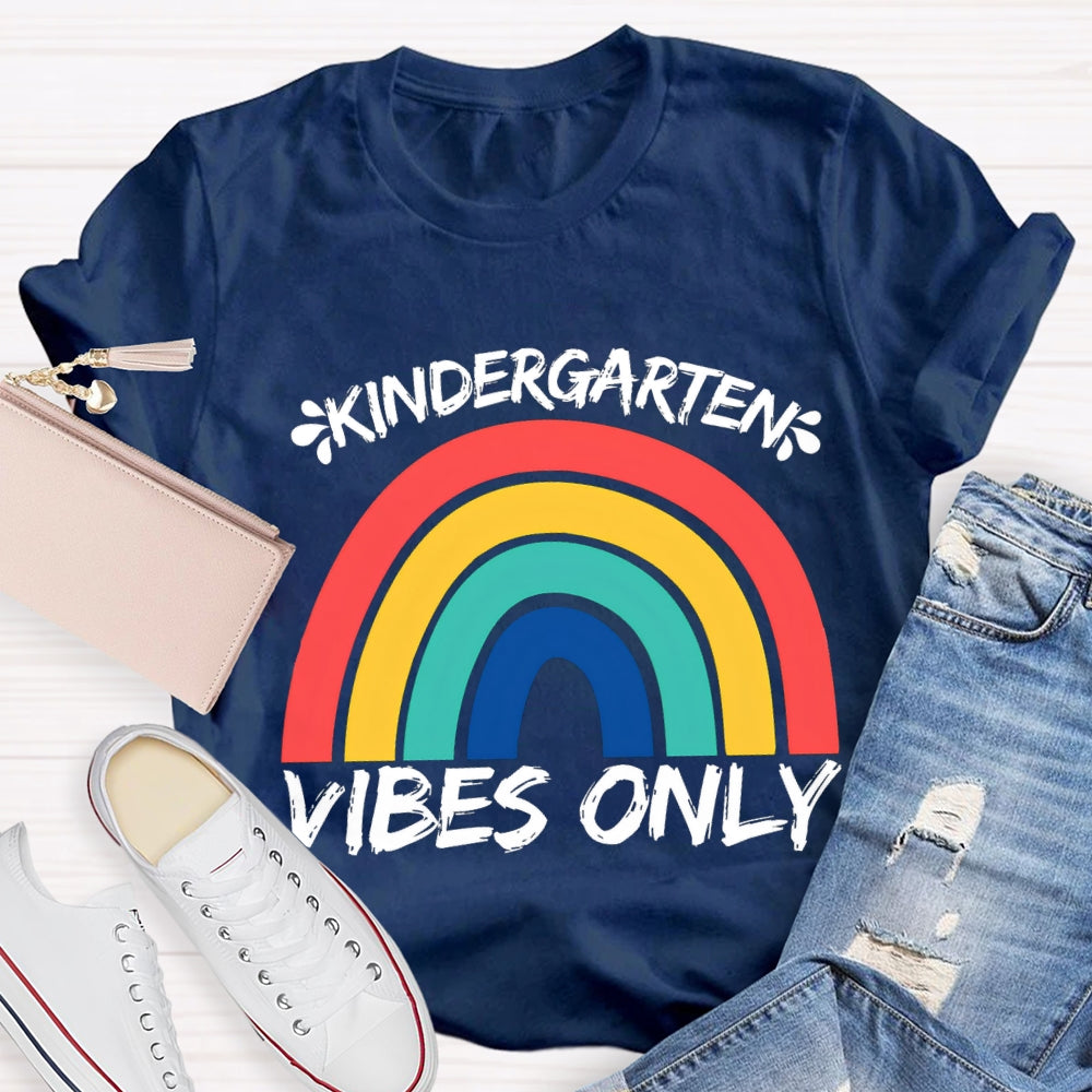 Personalized Grade Kindergarten Vibes Only Rainbow Bridge T-shirt