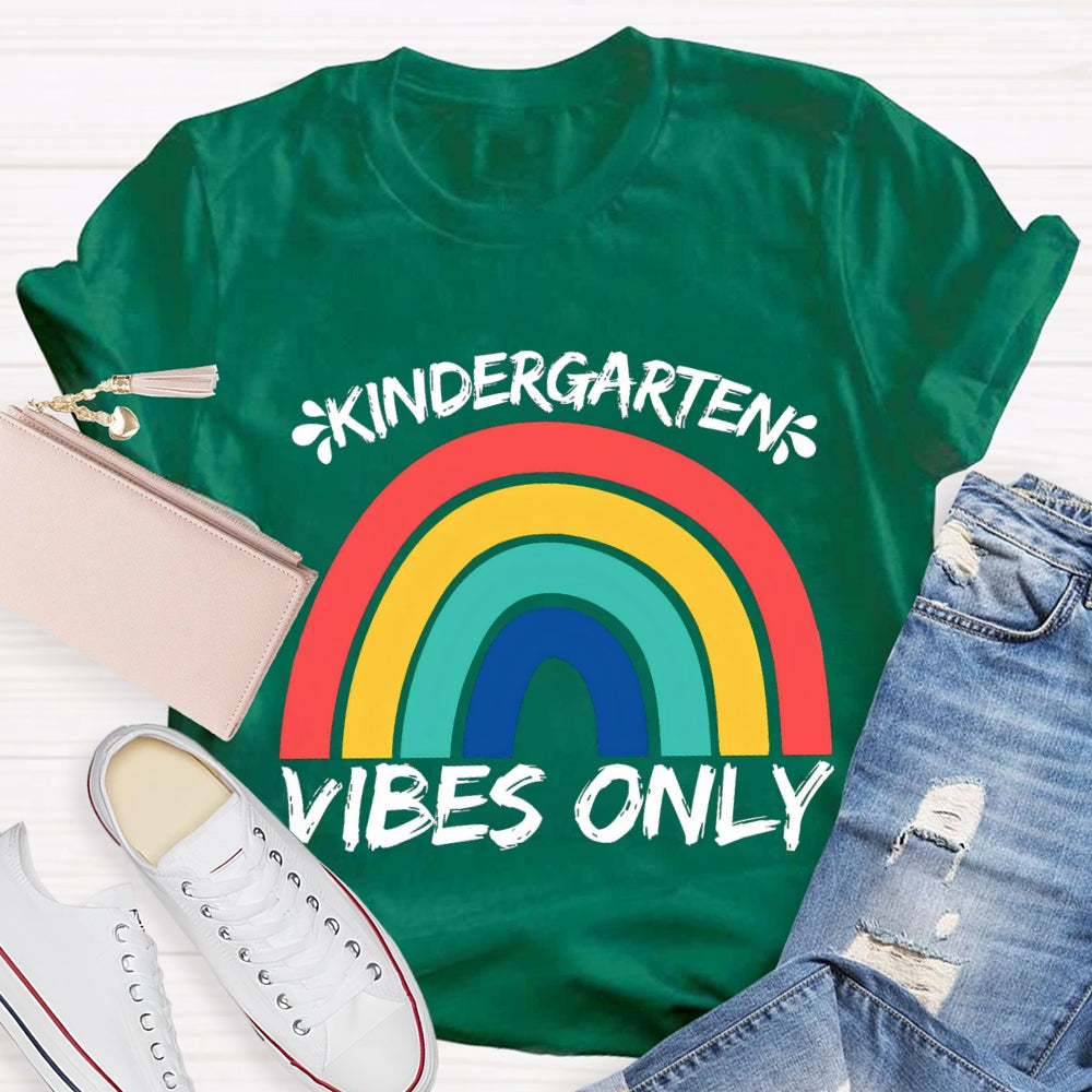 Personalized Grade Kindergarten Vibes Only Rainbow Bridge T-shirt