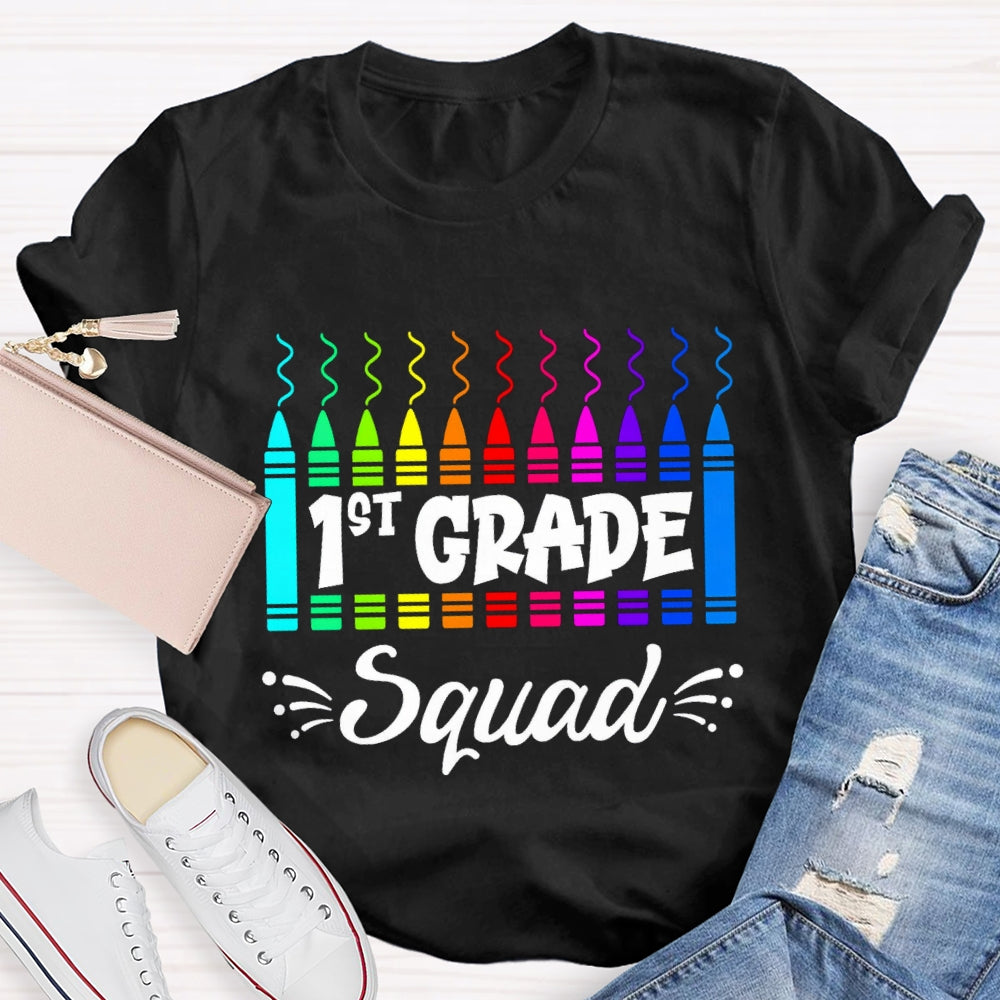 Personalized Grade First Grade Squad Colored Pencils T-shirt