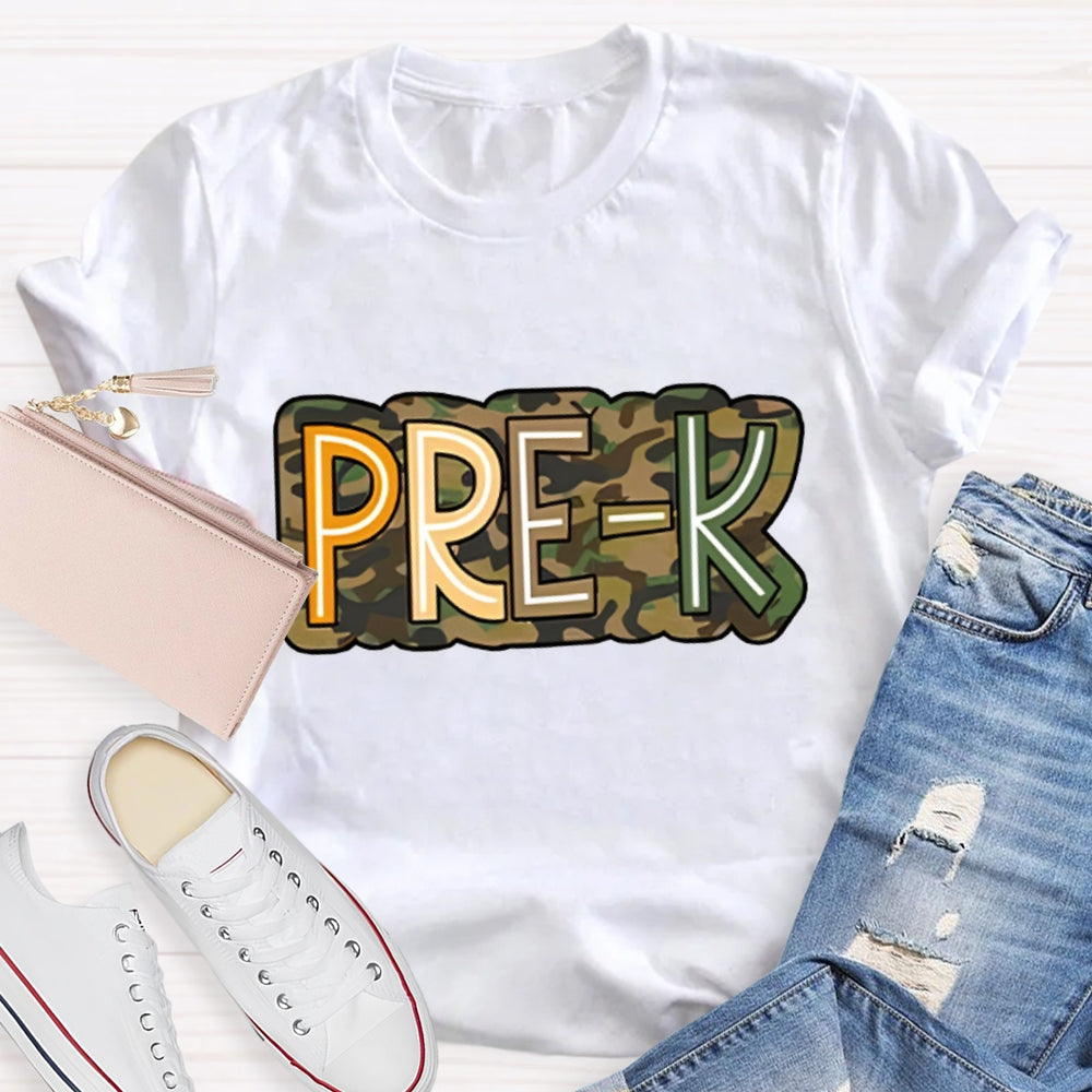 Personalized Grade Camouflage print Kinder Garten T-shirt