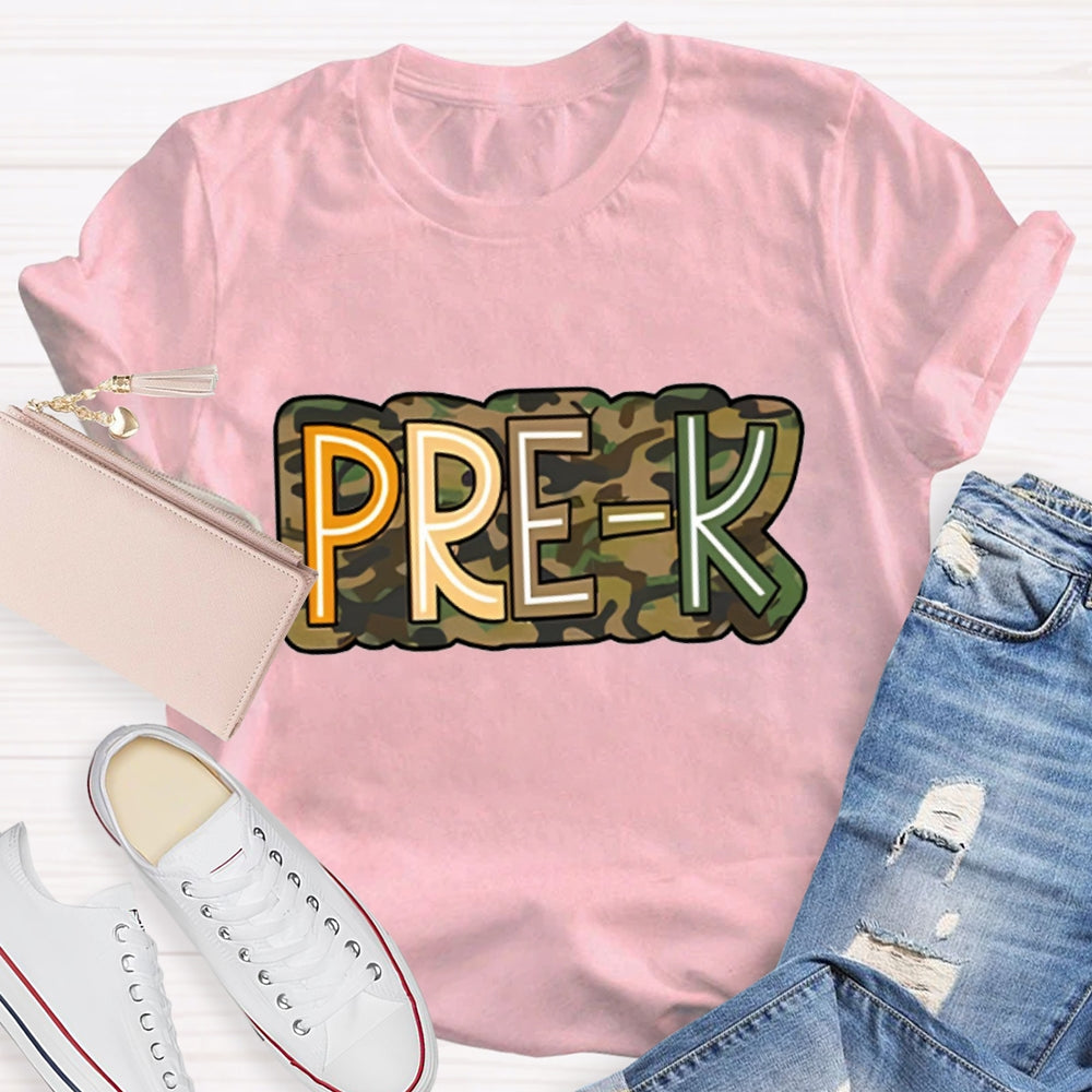 Personalized Grade Camouflage print Kinder Garten T-shirt