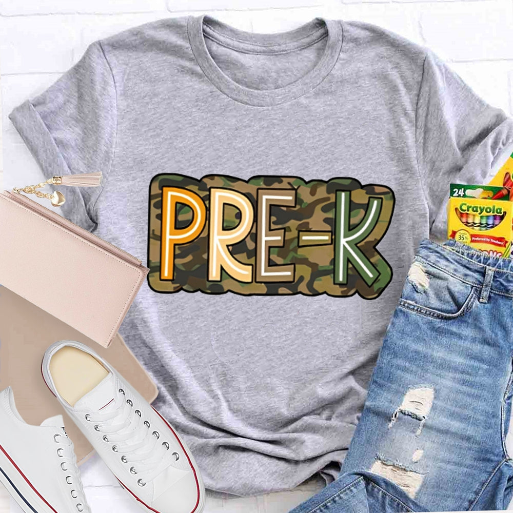Personalized Grade Camouflage print Kinder Garten T-shirt