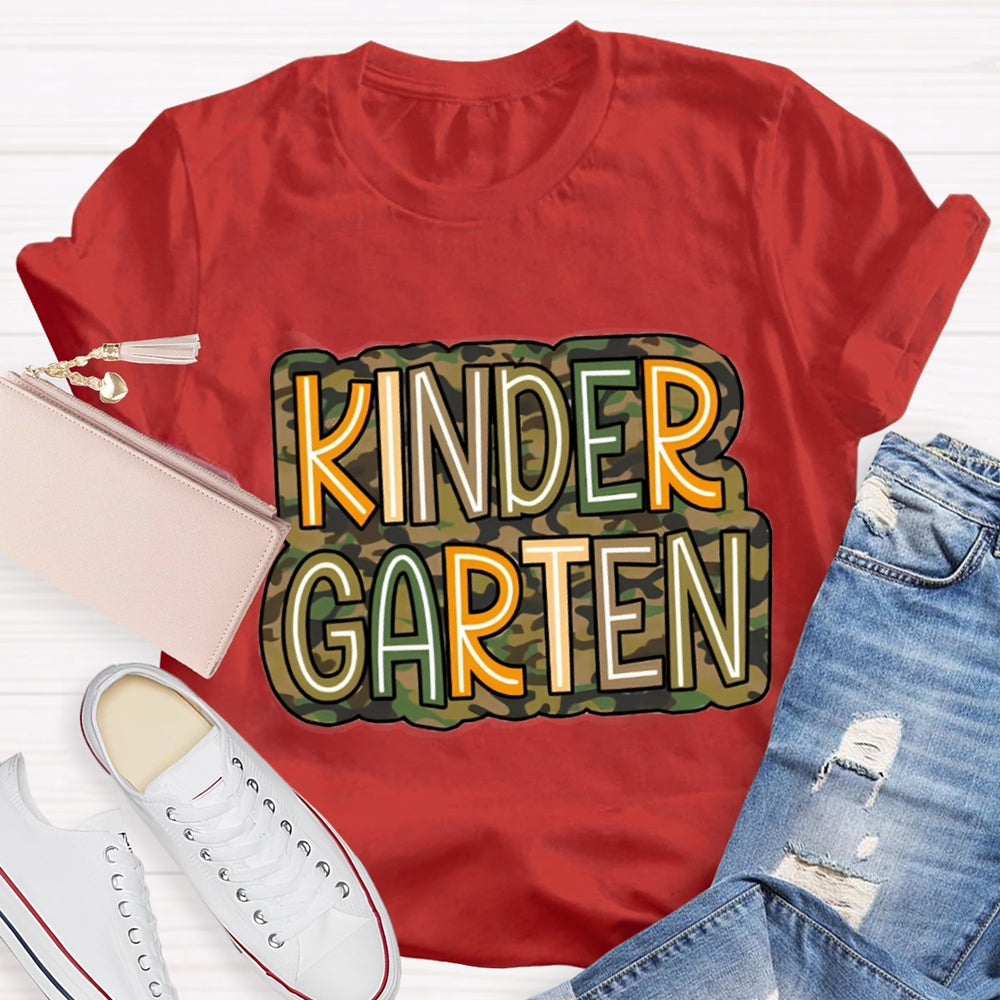 Personalized Grade Camouflage print Kinder Garten T-shirt
