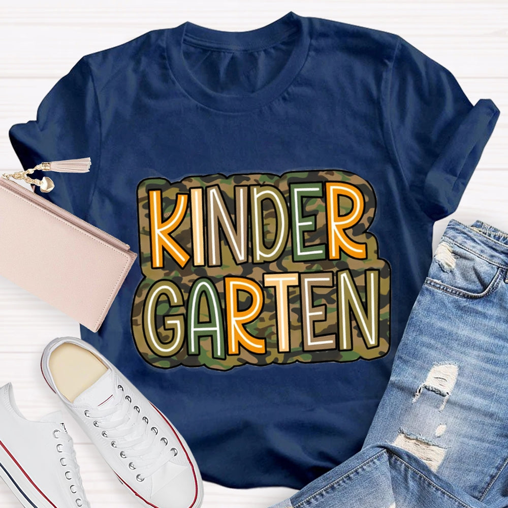 Personalized Grade Camouflage print Kinder Garten T-shirt
