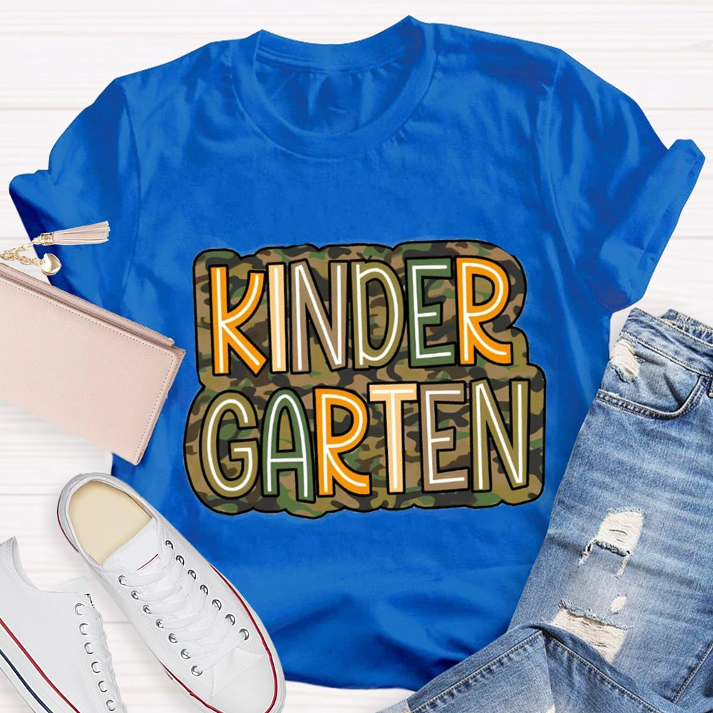 Personalized Grade Camouflage print Kinder Garten T-shirt