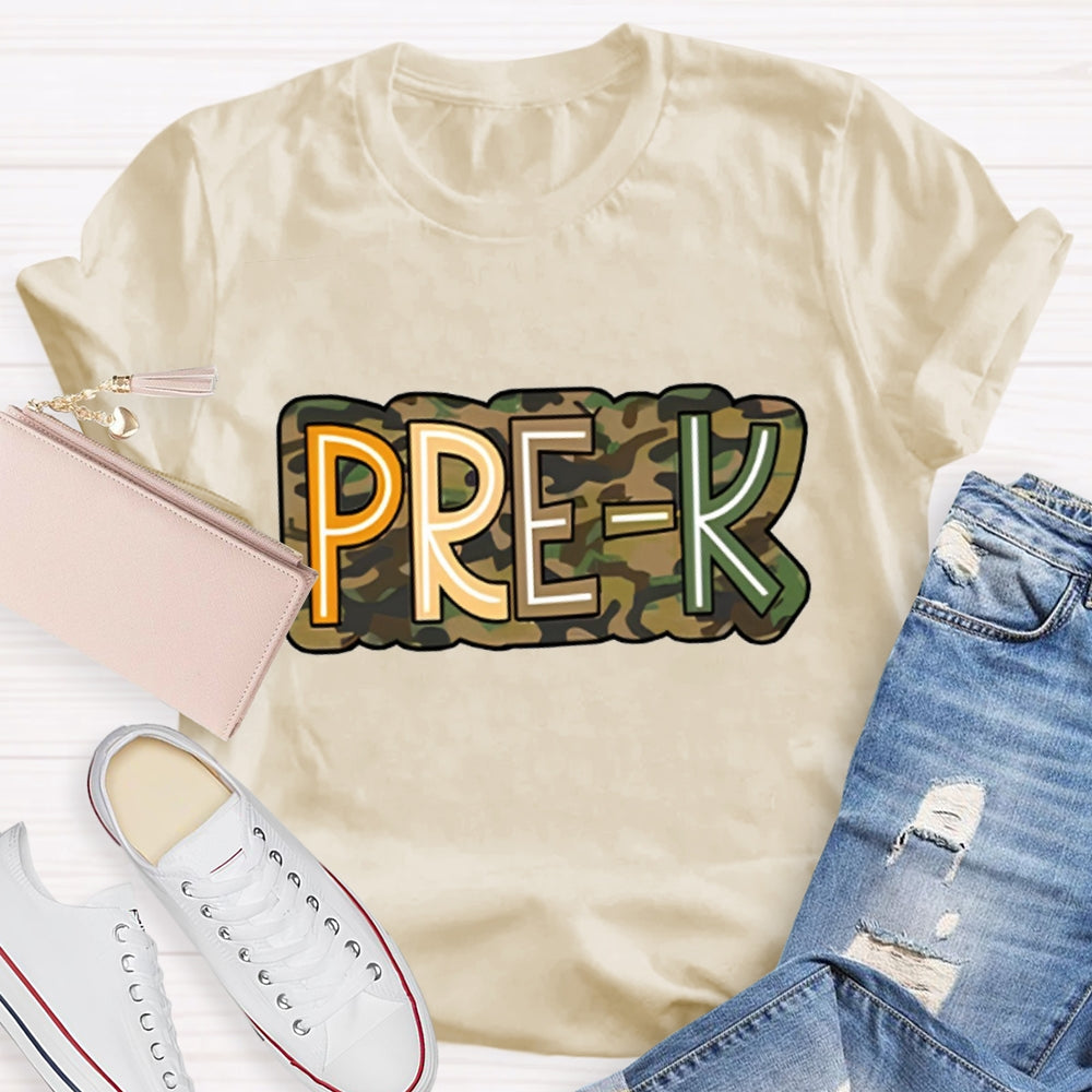 Personalized Grade Camouflage print Kinder Garten T-shirt