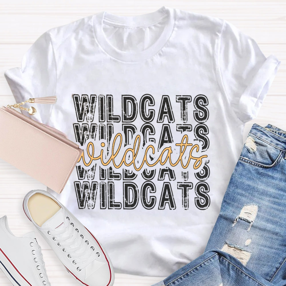 Personalized School Mascot Yellow Wildcats T-shirt