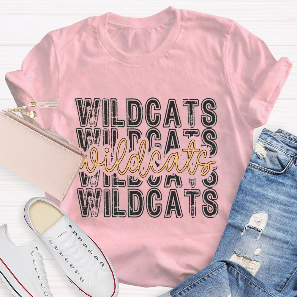 Personalized School Mascot Yellow Wildcats T-shirt