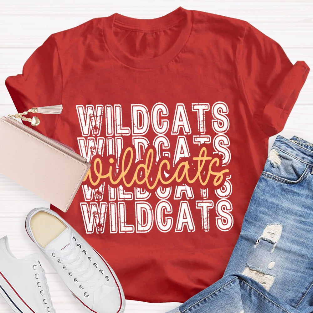 Personalized School Mascot Yellow Wildcats T-shirt