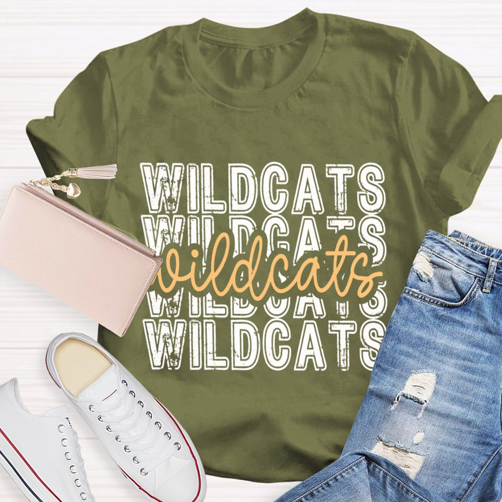 Personalized School Mascot Yellow Wildcats T-shirt
