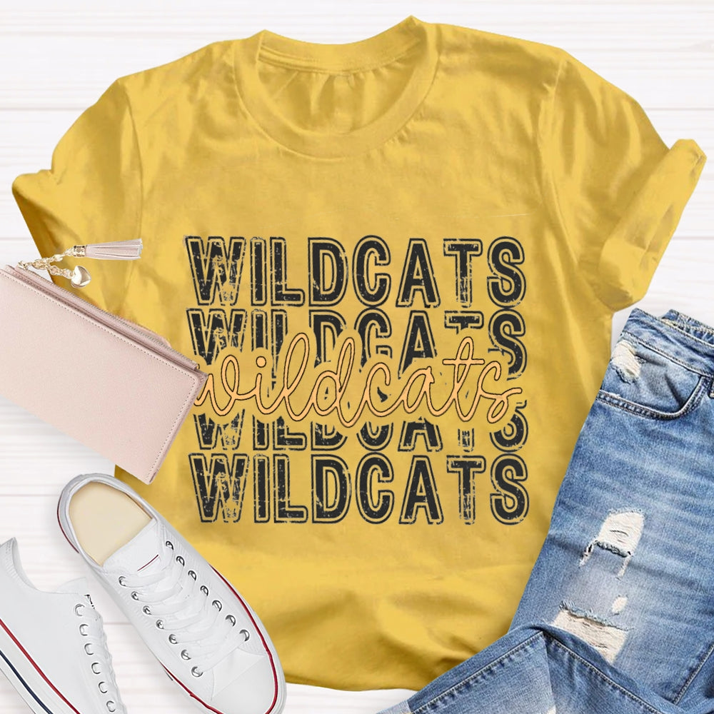 Personalized School Mascot Yellow Wildcats T-shirt