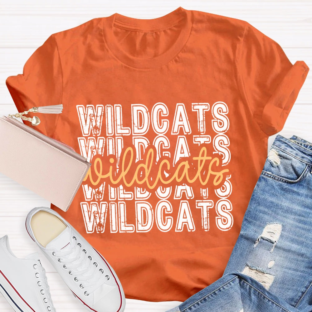 Personalized School Mascot Yellow Wildcats T-shirt