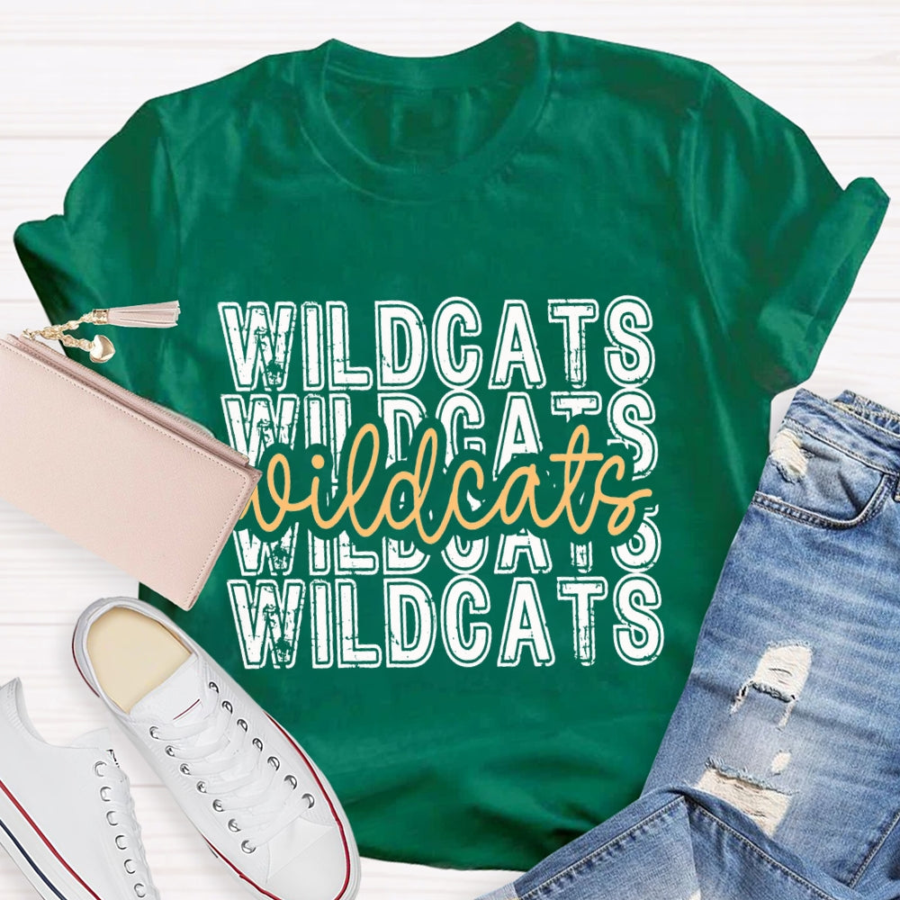 Personalized School Mascot Yellow Wildcats T-shirt