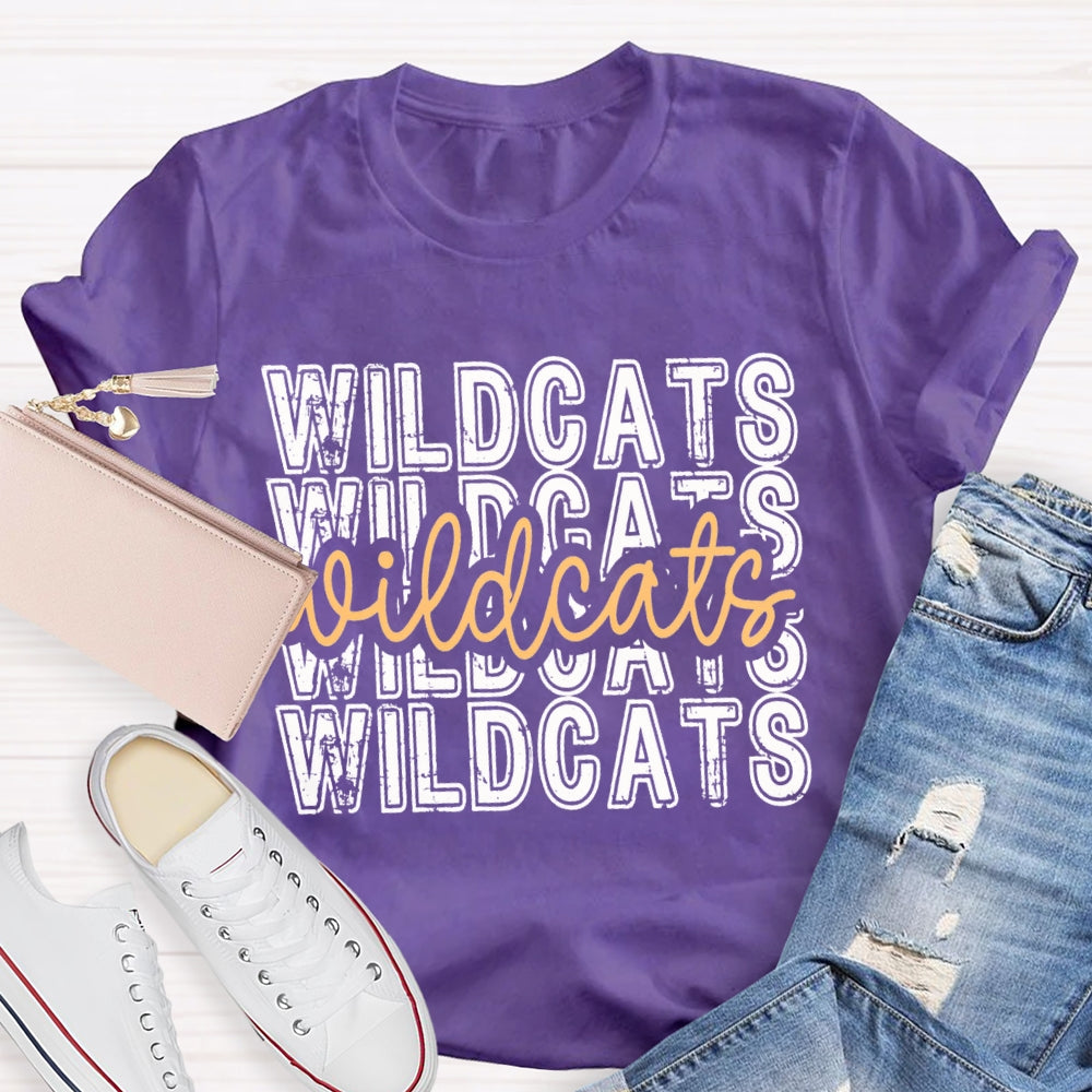 Personalized School Mascot Yellow Wildcats T-shirt