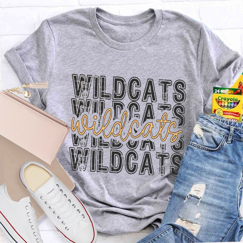 Personalized School Mascot Yellow Wildcats T-shirt