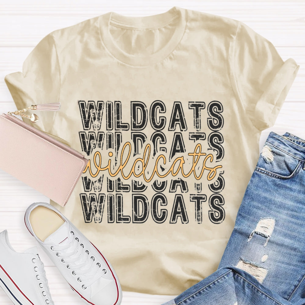 Personalized School Mascot Yellow Wildcats T-shirt