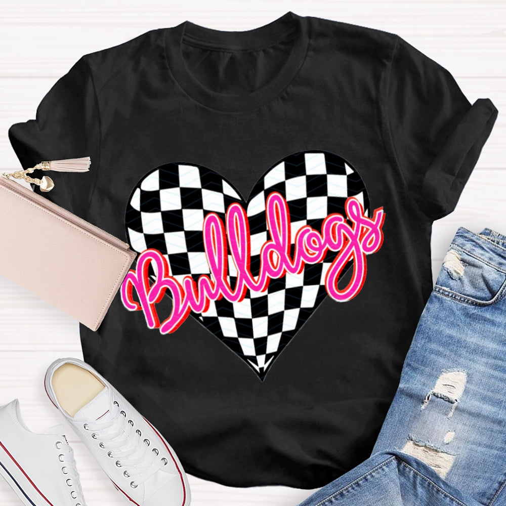 Personalized School Mascot Bulldogs Pink Heart T-shirt