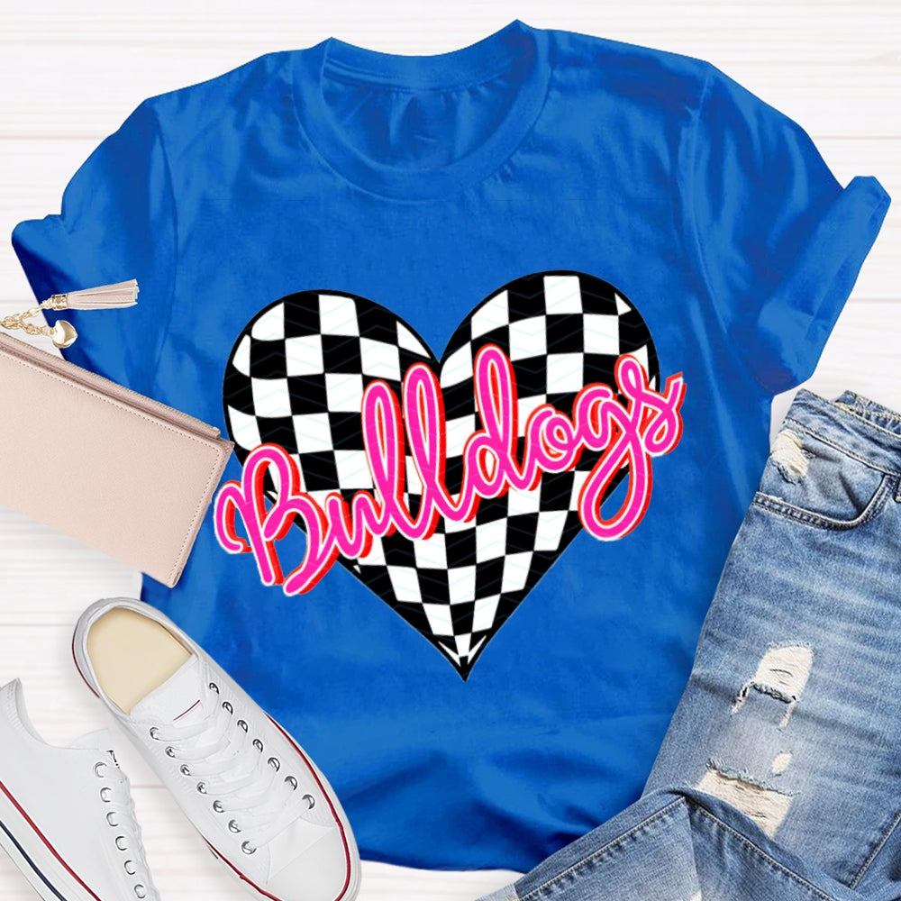 Personalized School Mascot Bulldogs Pink Heart T-shirt