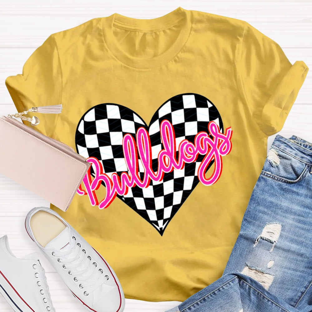 Personalized School Mascot Bulldogs Pink Heart T-shirt