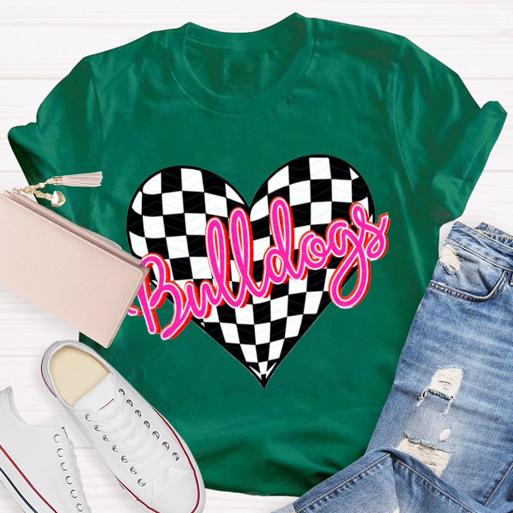 Personalized School Mascot Bulldogs Pink Heart T-shirt