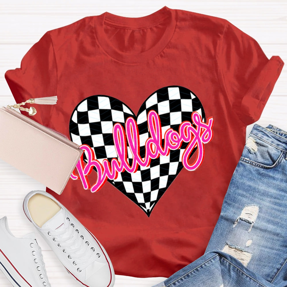 Personalized School Mascot Bulldogs Pink Heart T-shirt