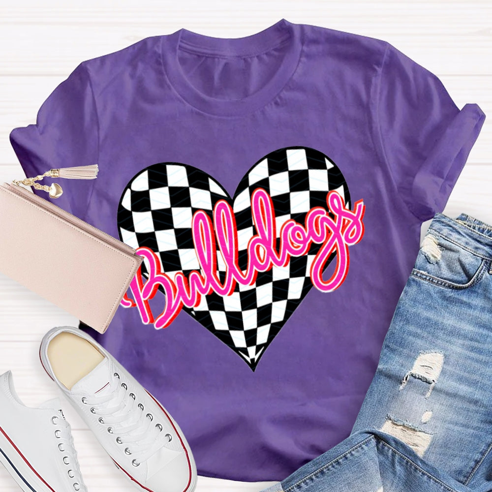 Personalized School Mascot Bulldogs Pink Heart T-shirt