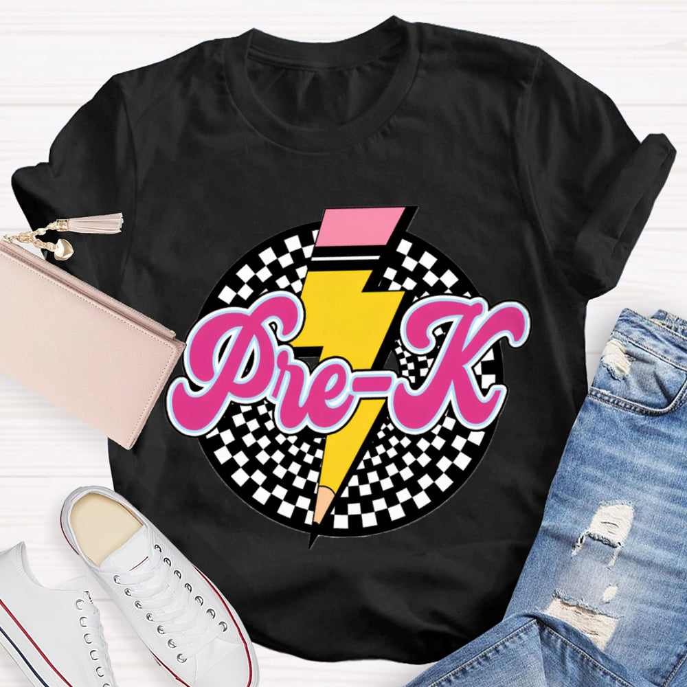 Personalized Grade Checkerboard Pencil T-shirt