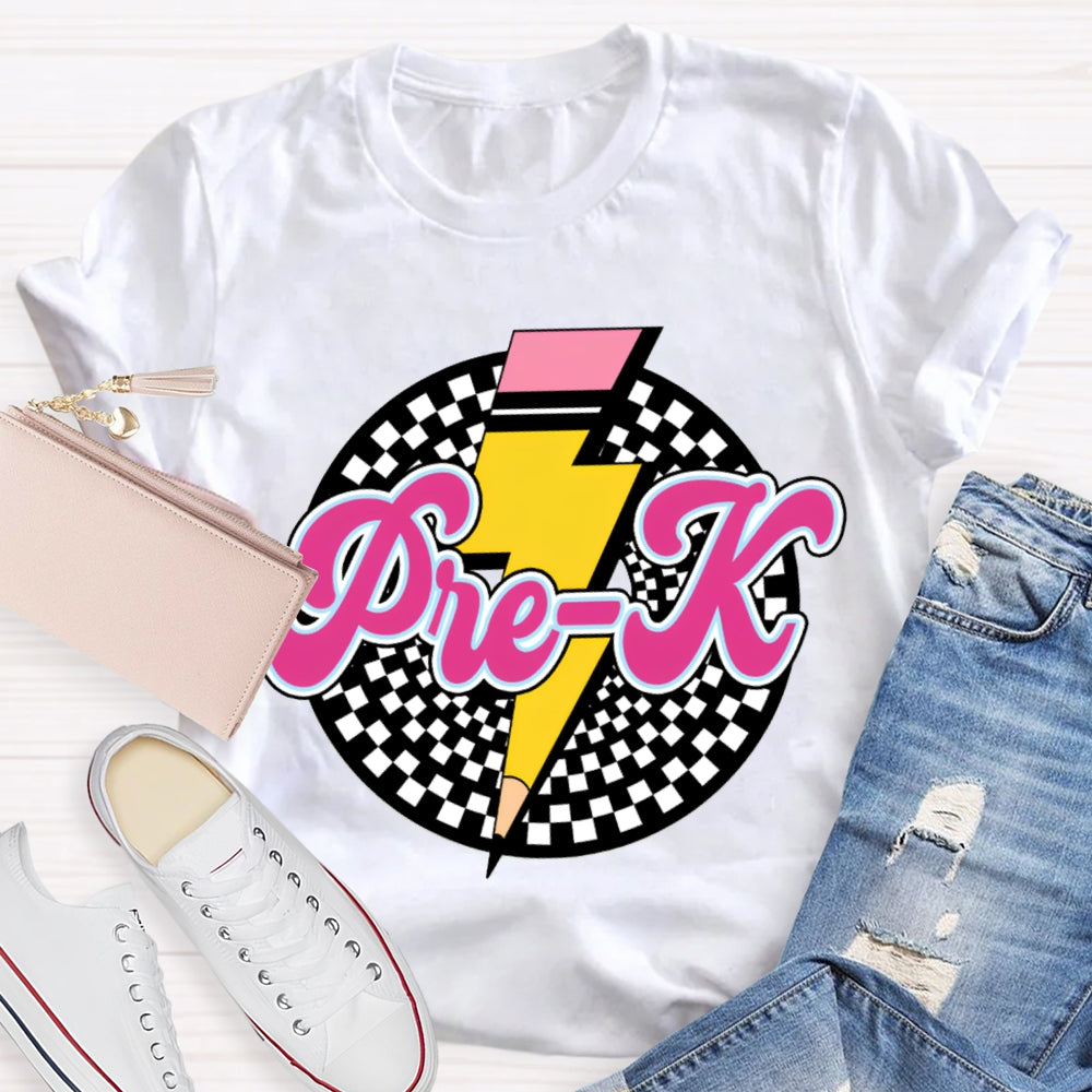 Personalized Grade Checkerboard Pencil T-shirt