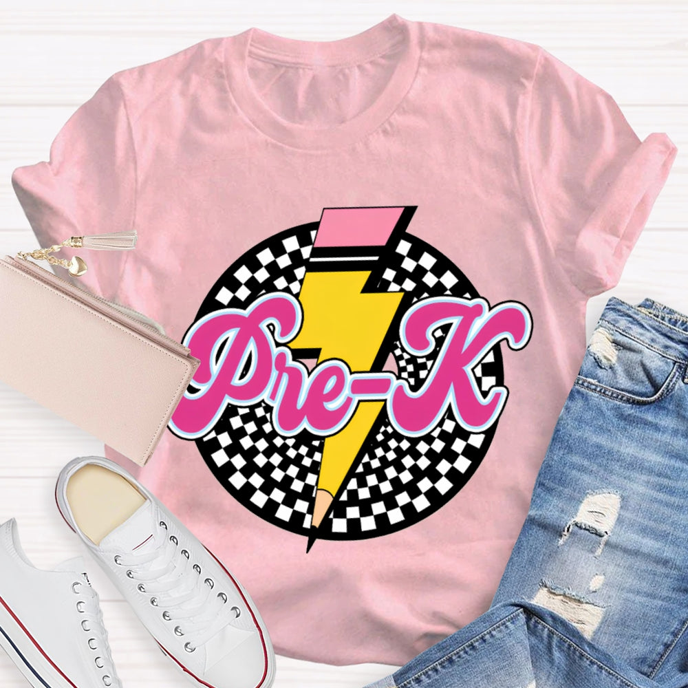 Personalized Grade Checkerboard Pencil T-shirt