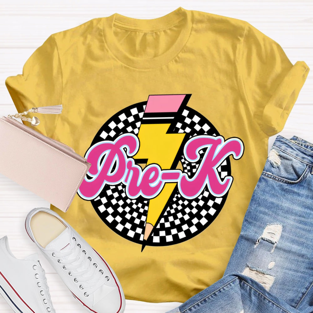 Personalized Grade Checkerboard Pencil T-shirt
