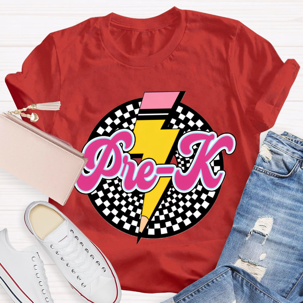 Personalized Grade Checkerboard Pencil T-shirt