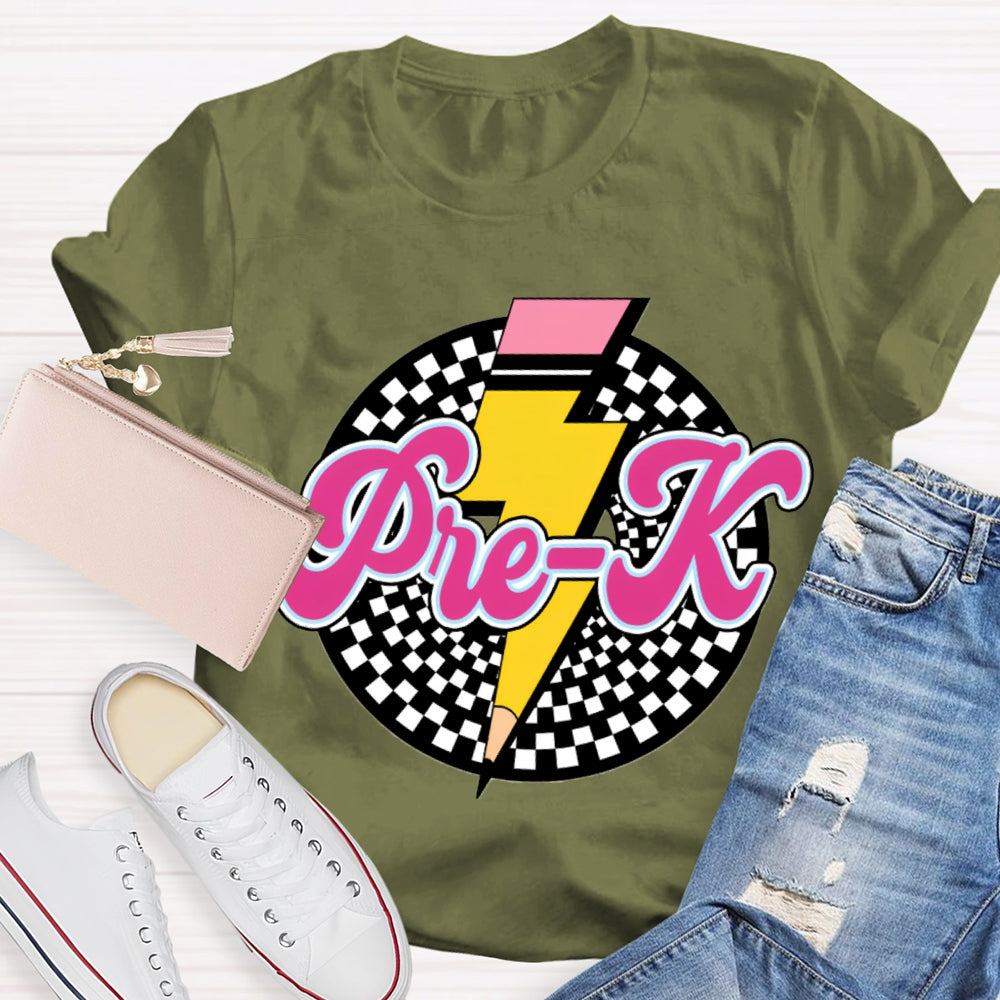 Personalized Grade Checkerboard Pencil T-shirt