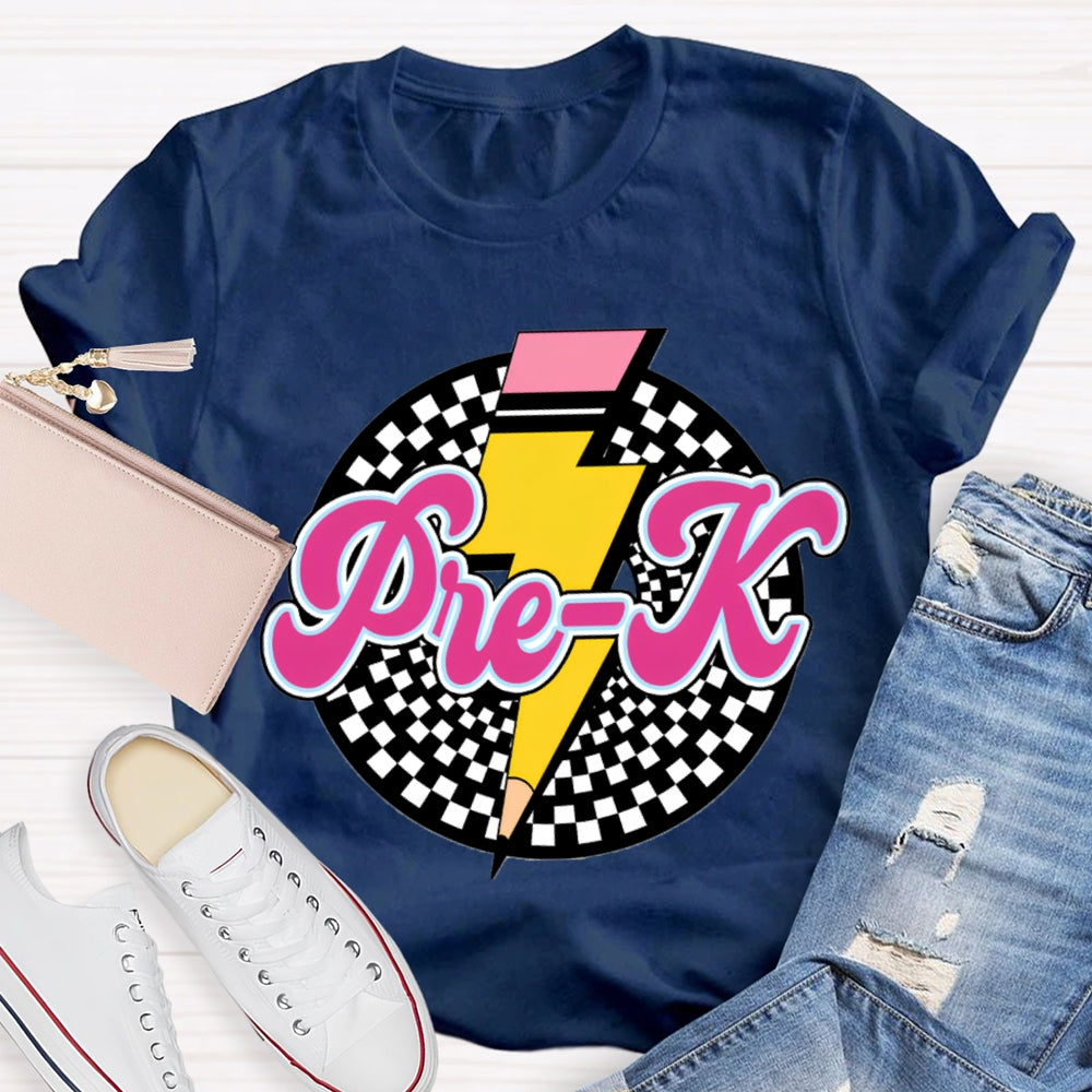 Personalized Grade Checkerboard Pencil T-shirt