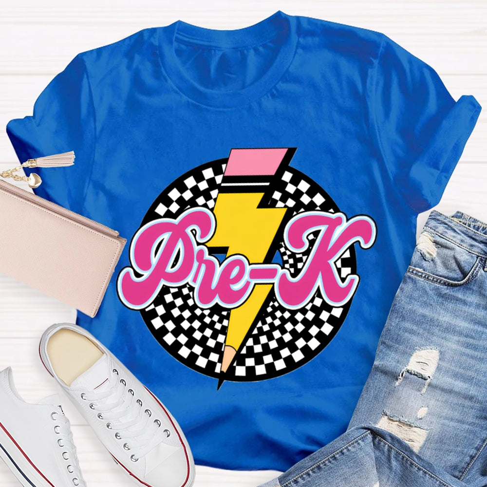 Personalized Grade Checkerboard Pencil T-shirt