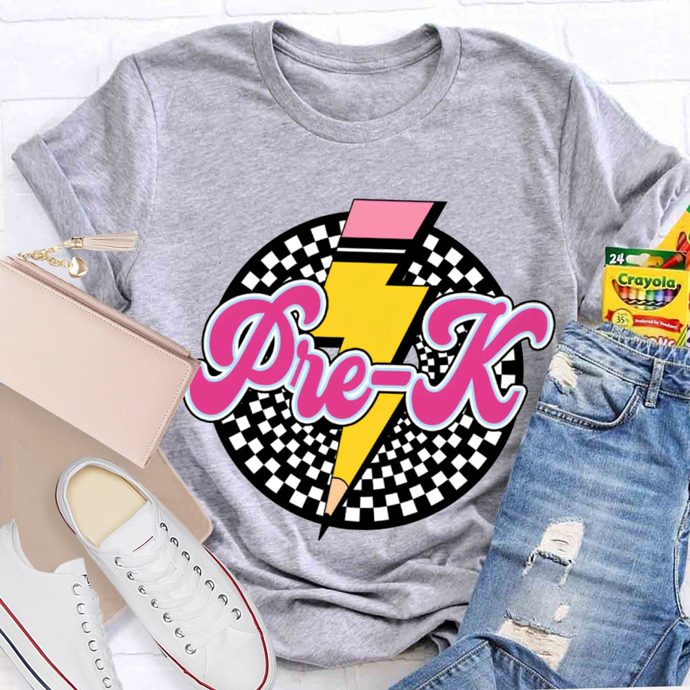 Personalized Grade Checkerboard Pencil T-shirt