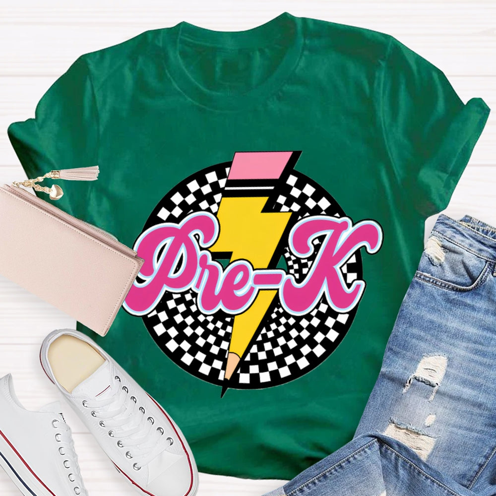 Personalized Grade Checkerboard Pencil T-shirt