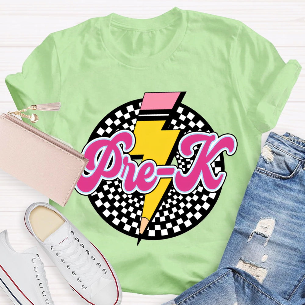Personalized Grade Checkerboard Pencil T-shirt