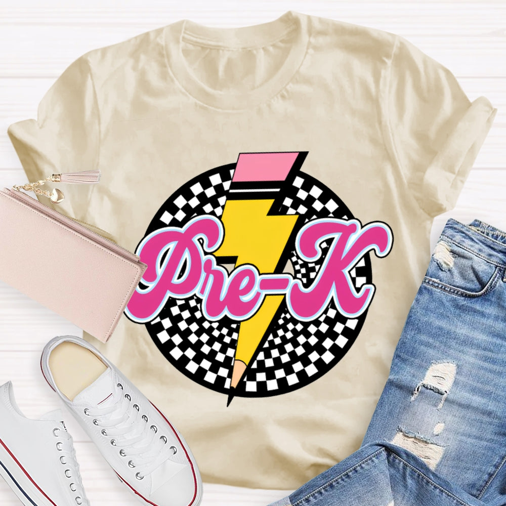 Personalized Grade Checkerboard Pencil T-shirt