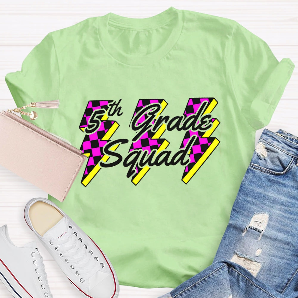 Personalized Grade Squad Fifth Grade Lightning Print T-shirt