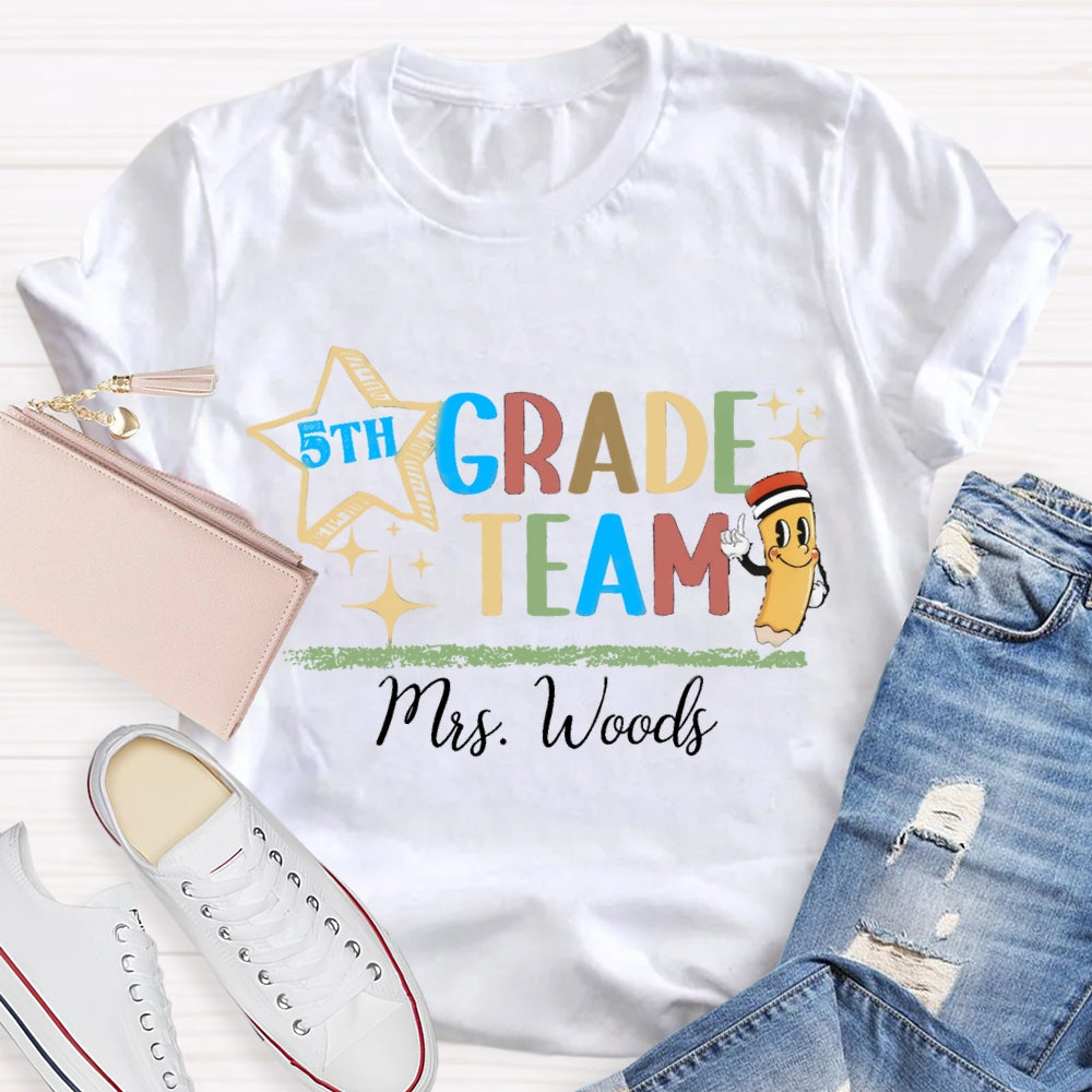 Personalized Grade And Name Fifth Grade Team T-shirt