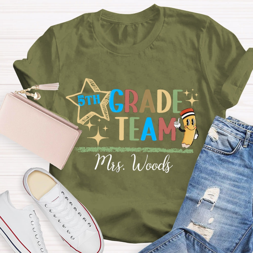 Personalized Grade And Name Fifth Grade Team T-shirt