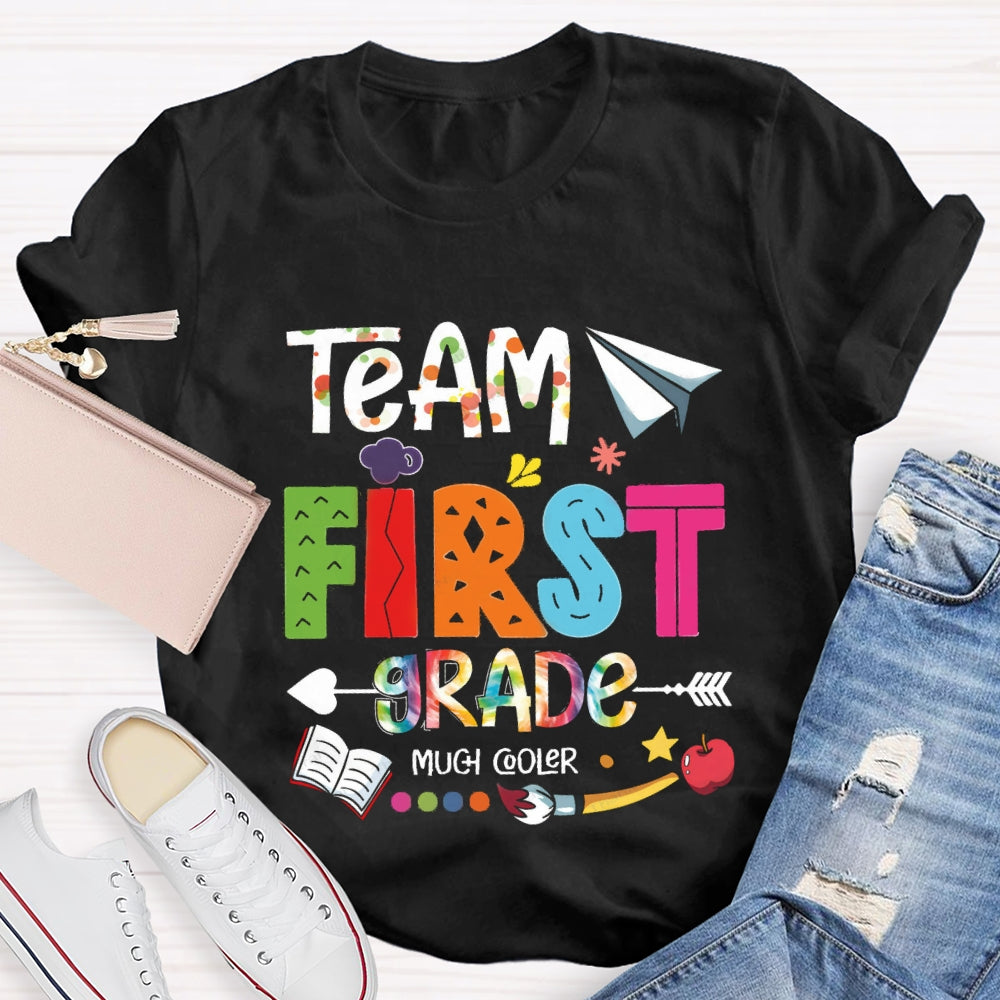 Personalized Grade Team First Grade Much Cooler Paper Airplane Brush T-shirt